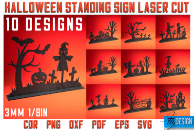 Halloween Standing Sign Laser Cut SVG | Spooky Sign Laser Cut SVG