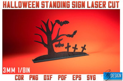 Halloween Standing Sign Laser Cut SVG | Spooky Sign Laser Cut SVG