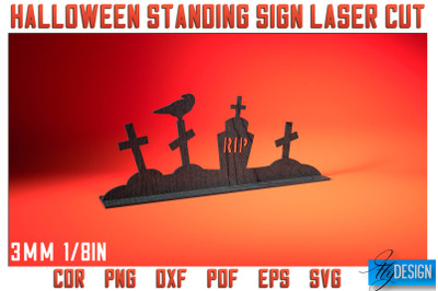 Halloween Standing Sign Laser Cut SVG | Spooky Sign Laser Cut SVG