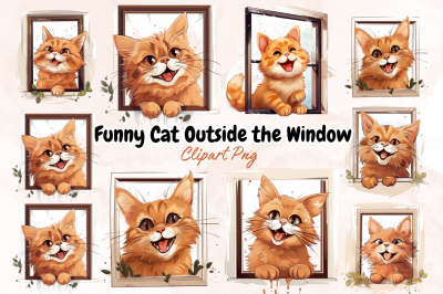 Funny Cat Outside the Window Clipart