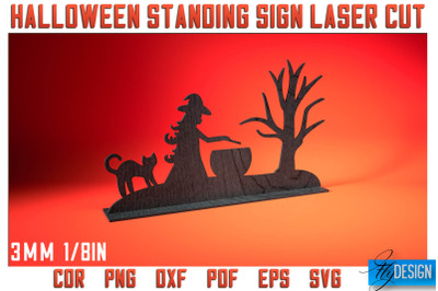 Halloween Standing Sign Laser Cut SVG | Spooky Sign Laser Cut SVG