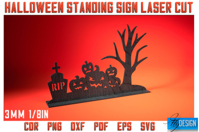 Halloween Standing Sign Laser Cut SVG | Spooky Sign Laser Cut SVG