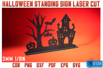 Halloween Standing Sign Laser Cut SVG | Spooky Sign Laser Cut SVG