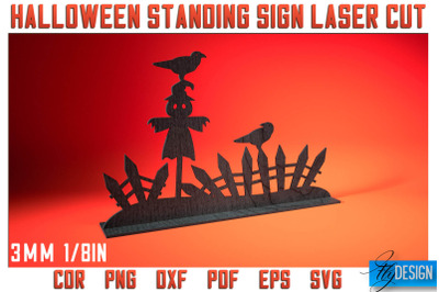 Halloween Standing Sign Laser Cut SVG | Spooky Sign Laser Cut SVG