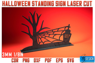 Halloween Standing Sign Laser Cut SVG | Spooky Sign Laser Cut SVG