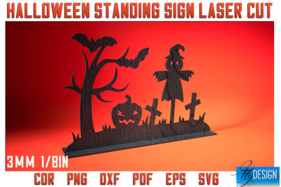 Halloween Standing Sign Laser Cut SVG | Spooky Sign Laser Cut SVG