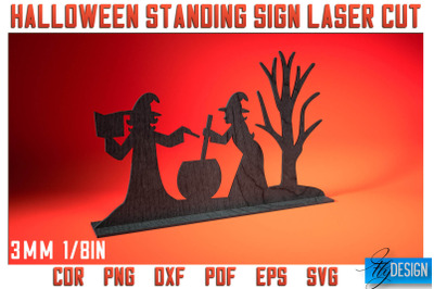 Halloween Standing Sign Laser Cut SVG | Spooky Sign Laser Cut SVG