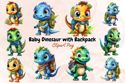 Baby Dinosaur with Backpack Sublimation