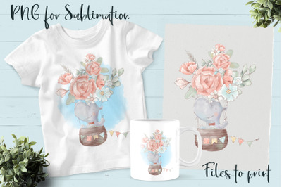 Cute Hippo sublimation. Design for printing.
