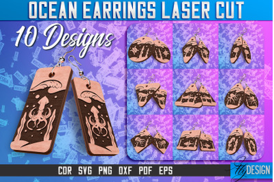 Ocean Earrings Laser Cut SVG Design | Ocean SVG | Summer SVG