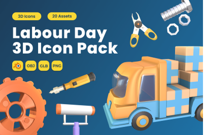 Labour Day 3D Icon Pack Vol 6