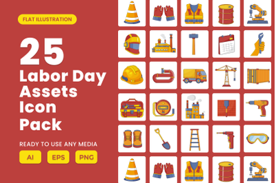 Labour Day 2D Icon Illustration Set Vol 1