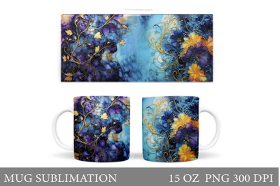 Flowers Mug Sublimation. Abstract Flowers Mug Wrap Design