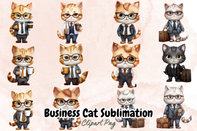 Business Cat Sublimation Clipart