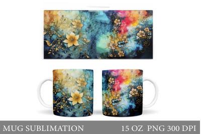 Flowers Mug Wrap Sublimation. Abstract Mug Wrap Design