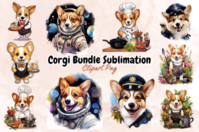 Corgi Bundle Sublimation Clipart