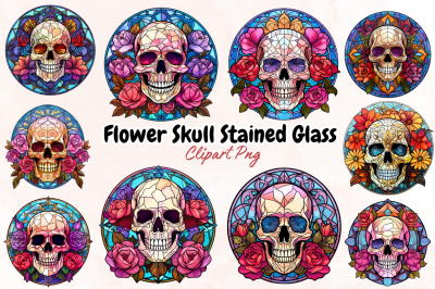 Flower Skull Stained Glass Sublimation