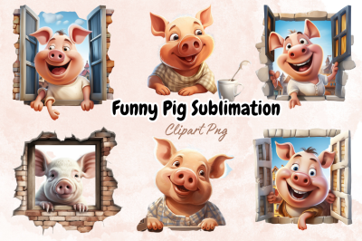 Funny Pig Sublimation Clipart