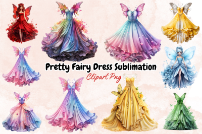 Pretty Fairy Dress Sublimation Clipart