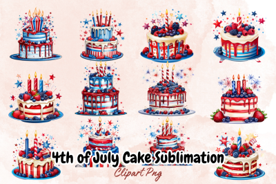 4th of July Cake Sublimation Clipart