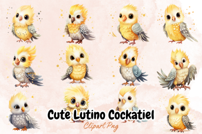 Cute Lutino Cockatiel Clipart