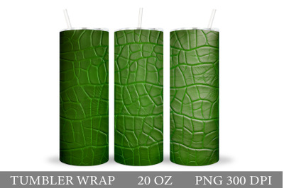 Tooled Leather Tumbler Design. Green Leather Texture Tumbler