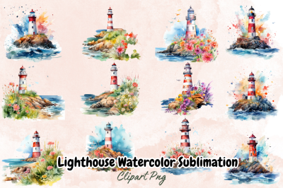 Lighthouse Watercolor Sublimation