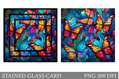 Stained Glass Butterflies Card. Butterfly Stained Glass Card