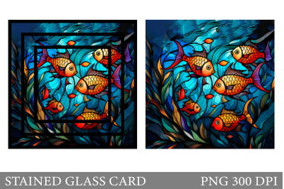 Stained Glass Fish Card. Stained Glass Card Sublimation