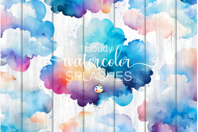Watercolor Cloudy Splashes - Transparent Textures