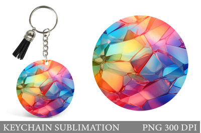 Stained Glass Keychain Sublimation. Glass Round Keychain