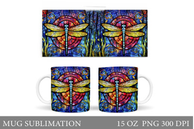 Dragonfly Mug Sublimation. Stained Glass Mug Design