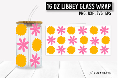 Flower Pattern Libbey Can Glass SVG | 16oz Floral Wrap