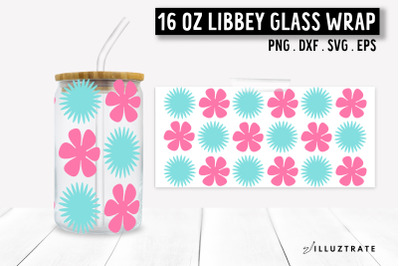 Flower Pattern Libbey Can Glass SVG | 16oz Floral Wrap