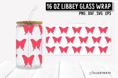 Butterfly Pattern Libbey Can Glass SVG | 16oz Butterfly Wrap