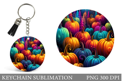 Rainbow Pumpkin Keychain. Pumpkin Keychain Sublimation