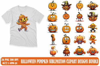 Cute Halloween Pumpkin Clipart Bundle-20 Designs-231012