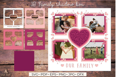 3d family shadow box svg | Family layered paper cut