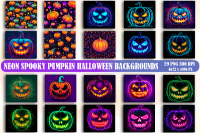 Neon Pumpkins Halloween Bundle-20 Designs-231005