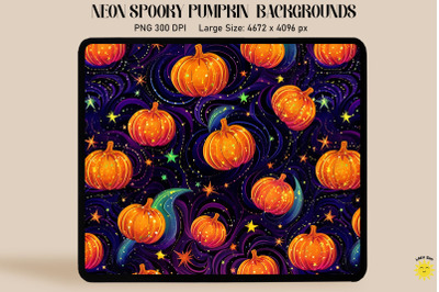 Vibrant Colors Spooky Halloween Pumpkins