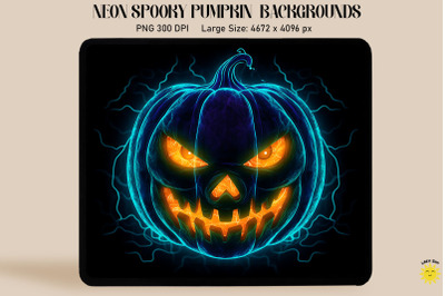 Neon Blue Glowing Jack-O&#039;-Lantern