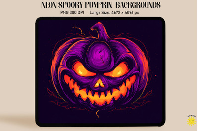 Neon Purple Spooky Jack-O&#039;-Lantern