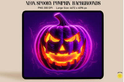 Neon Purple Spooky Jack-O&#039;-Lantern