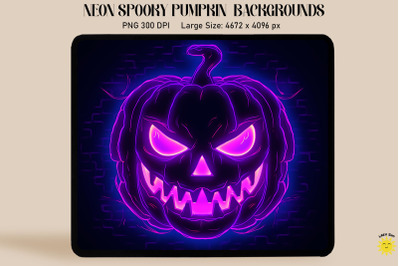 Neon Purple Spooky Jack-O&#039;-Lantern