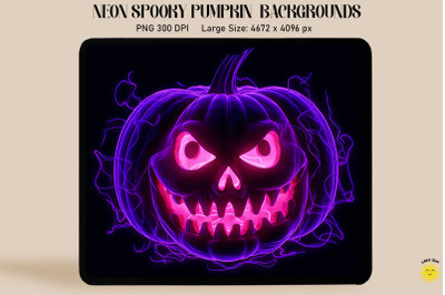 Neon Purple Spooky Jack-O&#039;-Lantern