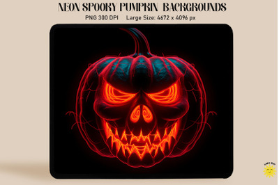 Neon Red Spooky Jack-O&#039;-Lantern