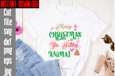 Merry Christmas Ya Filthy Animal SVG cut file,Mega Retro Christmas Svg