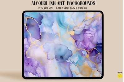 Blue, Purple And Gray Alcohol Ink Art