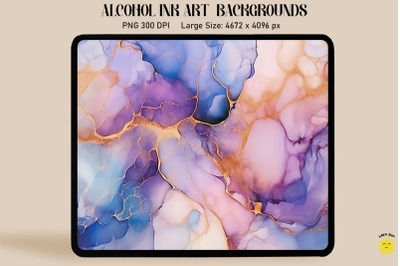 Blue, Purple And Gray Alcohol Ink Art