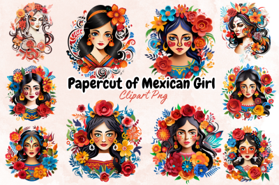 Papercut of Mexican Girl Sublimation